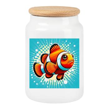 Clownfish - Cookie Jar with Wooden Lid - white - Front