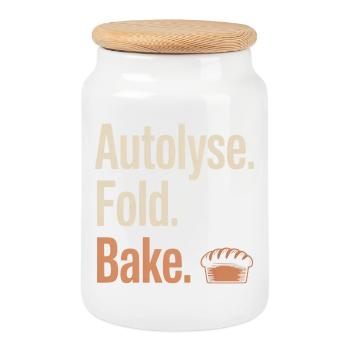 Autolyse Fold Bake Bread - Cookie Jar with Wooden Lid - white - Front