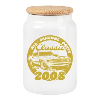 18th Birthday - Classic Musclecar 05/2008 - Cookie Jar with Wooden Lid - white - Front