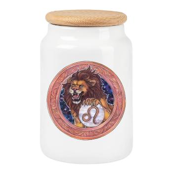 Zodiac Sign Zodiac Leo Leo Gift - Cookie Jar with Wooden Lid - white - Front