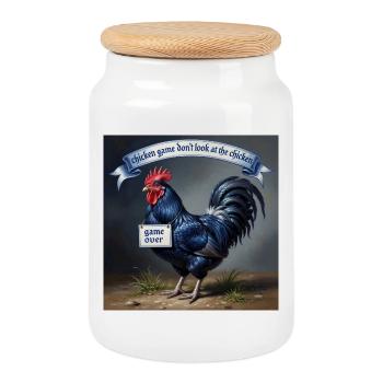 chicken Game - Keksdose mit Holzdeckel - Weiß - Vorne