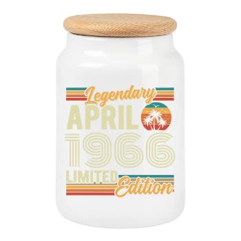 April 1966 60th Anniversary Gift - April 1966 - Cookie Jar with Wooden Lid - white - Front