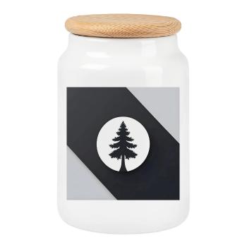 Tree silhouette in the circle of the moon - Cookie Jar with Wooden Lid - white - Front