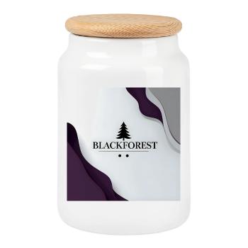 Blackforest Baum Logo Kontrast - Keksdose mit Holzdeckel - Weiß - Vorne