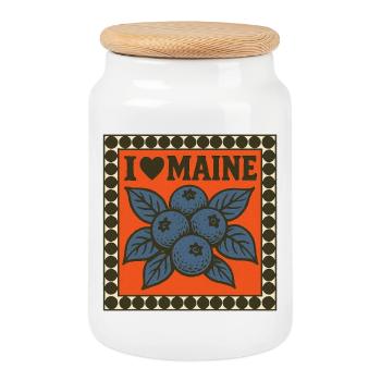 Ich liebe Blaubeeren aus Maine - Keksdose mit Holzdeckel - Weiß - Vorne