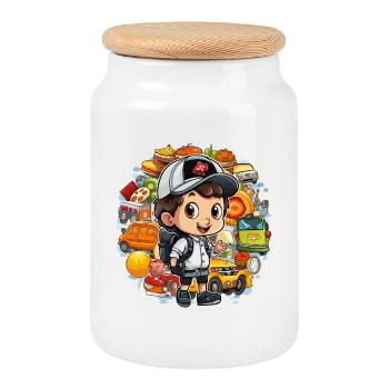 Explorateur d’aventure culinaire - Boîte à biscuits avec couvercle en bois - blanc - Devant