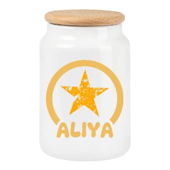 Star Aliya - Boîte à biscuits avec couvercle en bois - blanc - Devant