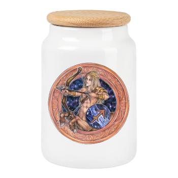 Zodiac Sign Sternzeichen Schütze Sagittarius - Cookie Jar with Wooden Lid - white - Front