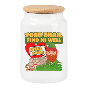Votre e-mail Find Mi Well - Gnome Humour - Boîte à biscuits avec couvercle en bois - blanc - Devant