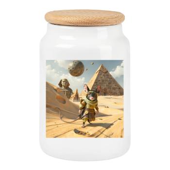 Rat aventureux en Égypte - Boîte à biscuits avec couvercle en bois - blanc - Devant