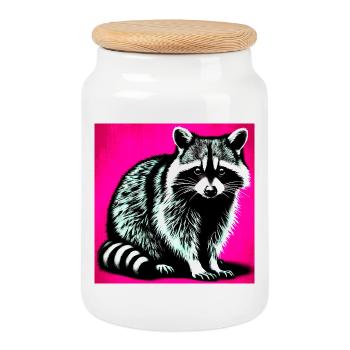 Waschbär - Keksdose mit Holzdeckel - Weiß - Vorne