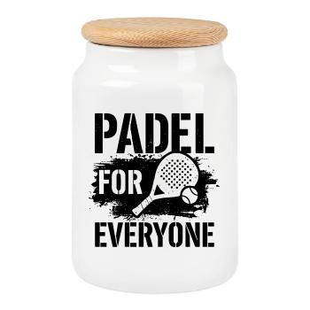 Padel for Everyone Sport Community Lifestyle - Cookie Jar with Wooden Lid - white - Front