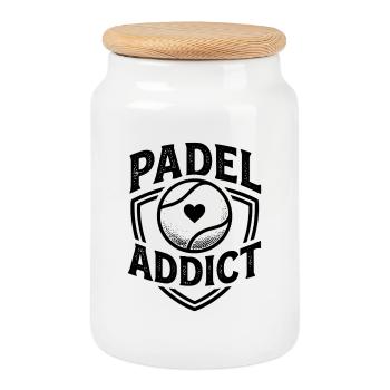 Padel Addict Sport Passion Lifestyle - Cookie Jar with Wooden Lid - white - Front