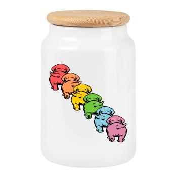 INCLUSION DOGS DIVERSITY - Cookie Jar with Wooden Lid - white - Front