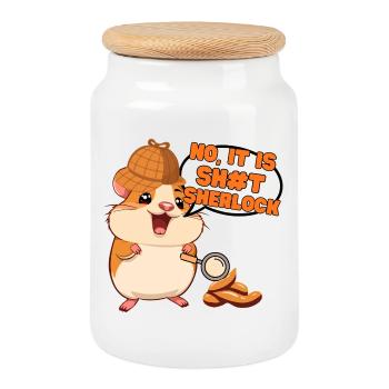 Non, c’est de la Sherlock - Boîte à biscuits avec couvercle en bois - blanc - Devant