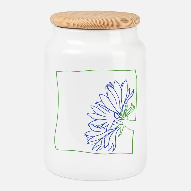 Kornblume minimalistisch - Keksdose mit Holzdeckel - Weiß