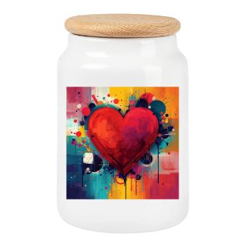 Graffiti au cœur vif - Boîte à biscuits avec couvercle en bois - blanc - Devant