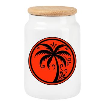 Plage icône des palmiers - Boîte à biscuits avec couvercle en bois - blanc - Devant