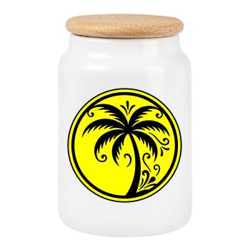 Plage icône des palmiers - Boîte à biscuits avec couvercle en bois - blanc - Devant