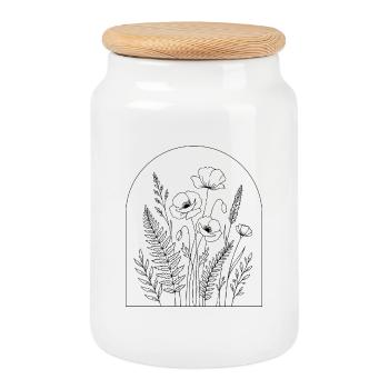 Art en ligne d’arche botanique Design de fleurs sauvages - Boîte à biscuits avec couvercle en bois - blanc - Devant