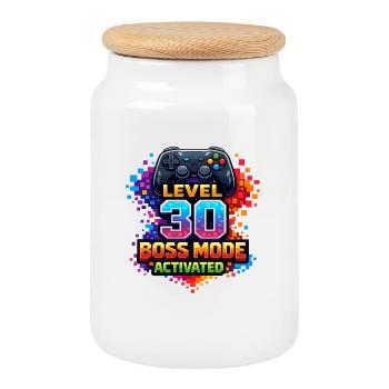 Level 30 Bossmodus Aktiviert - Keksdose mit Holzdeckel - Weiß - Vorne