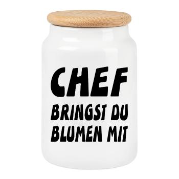 Chef - Keksdose mit Holzdeckel - Weiß - Vorne