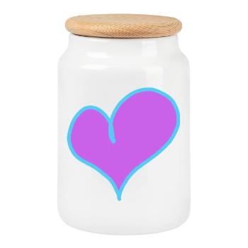 Cœur Valentin Chère petite amie - Boîte à biscuits avec couvercle en bois - blanc - Devant