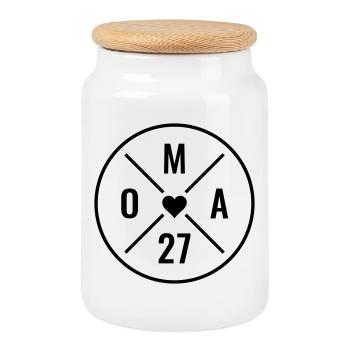 Oma 2027 Baby Ankündigung Enkelkind Enkel Oma 27  - Keksdose mit Holzdeckel - Weiß - Vorne