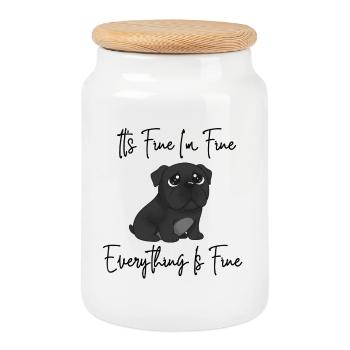 Ça va, je vais bien, tout va bien, drôle de chien - Boîte à biscuits avec couvercle en bois - blanc - Devant