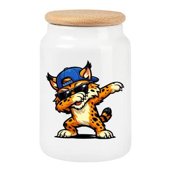 Tabbing du lynx roux - Boîte à biscuits avec couvercle en bois - blanc - Devant