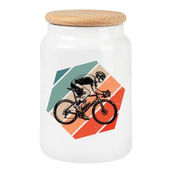 Geschenkidee für einen Roadbike mit Roadbike - Keksdose mit Holzdeckel - Weiß - Vorne
