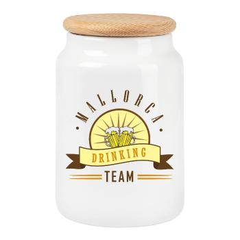 Biertrinker Team Logo Motiv - Keksdose mit Holzdeckel - Weiß - Vorne