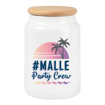 MALLE Party Crew Sunset Palm Trees - Cookie Jar with Wooden Lid - white - Front