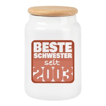 Bruder 2003 - Keksdose mit Holzdeckel - Weiß - Vorne