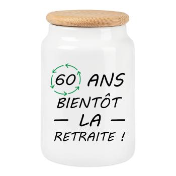 anniversaire humour 60 ans Cadeau - Boîte à biscuits avec couvercle en bois - blanc - Devant