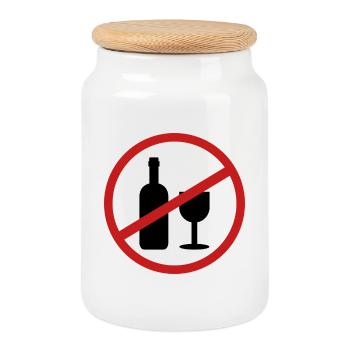 Pas d’alcool - Boîte à biscuits avec couvercle en bois - blanc - Devant
