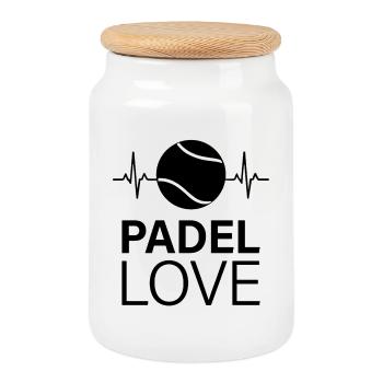 Padel Love Sport Heartbeat Lifestyle - Boîte à biscuits avec couvercle en bois - blanc - Devant