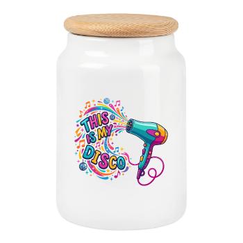 Hair Dryer Is My Disco ASMR - Cookie Jar with Wooden Lid - white - Front