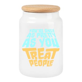 You're Only As Pretty As You Treat People Ehrlich - Cookie Jar with Wooden Lid - white - Front