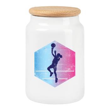 Basketball Girl Vintage - Keksdose mit Holzdeckel - Weiß - Vorne