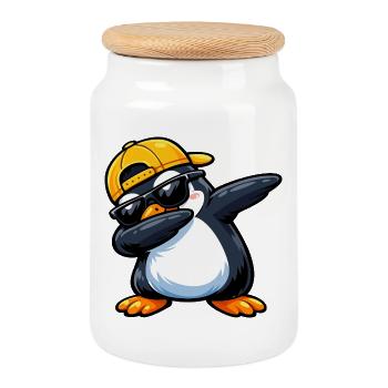 Taponage du Pingouin - Boîte à biscuits avec couvercle en bois - blanc - Devant