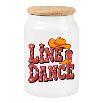 Flair western de danse en ligne - Boîte à biscuits avec couvercle en bois - blanc - Devant