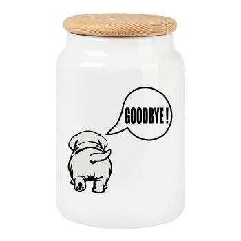 Adieu Chien Adieu - Boîte à biscuits avec couvercle en bois - blanc - Devant