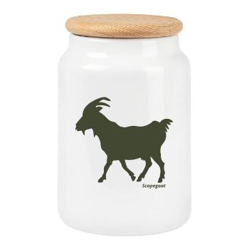 Scapegoat goat olive - Cookie Jar with Wooden Lid - white - Front
