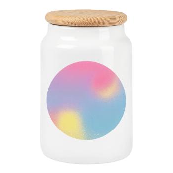 Aura-Check-Pastellgradientensphäre - Keksdose mit Holzdeckel - Weiß - Vorne