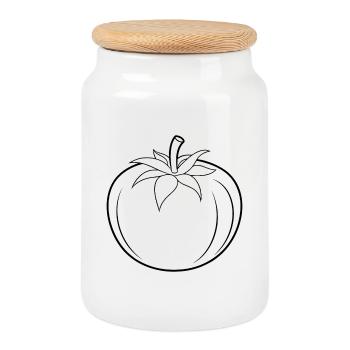 Tomatenumriss - Keksdose mit Holzdeckel - Weiß - Vorne