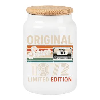 Vintage 1975 Legend Rétro Anniversaire 1972 - Boîte à biscuits avec couvercle en bois - blanc - Devant