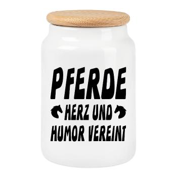 Pferde - Keksdose mit Holzdeckel - Weiß - Vorne