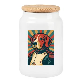 Dog General Retro Poster Style Vintage Design - Cookie Jar with Wooden Lid - white - Front
