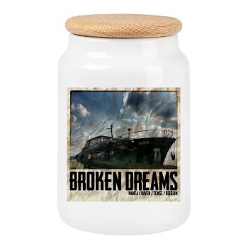 Broken Dreams Boat Art Belgique - Boîte à biscuits avec couvercle en bois - blanc - Devant